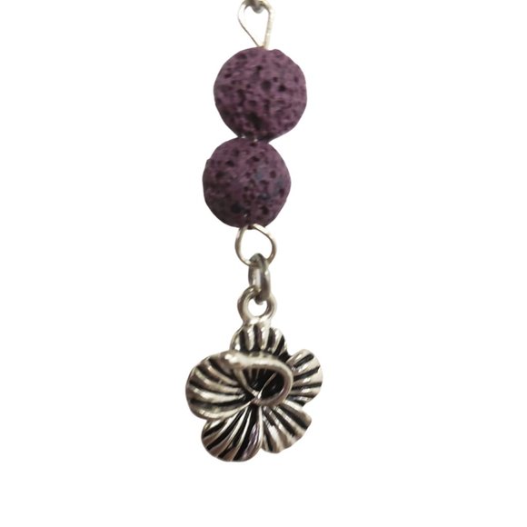 Orchid with Purple Lava Stones Aromatherapy Necklace - Picture 2 of 2